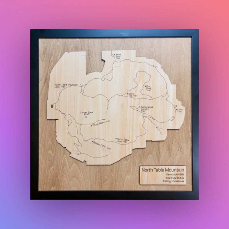 Laser-cut wooden park and trail map